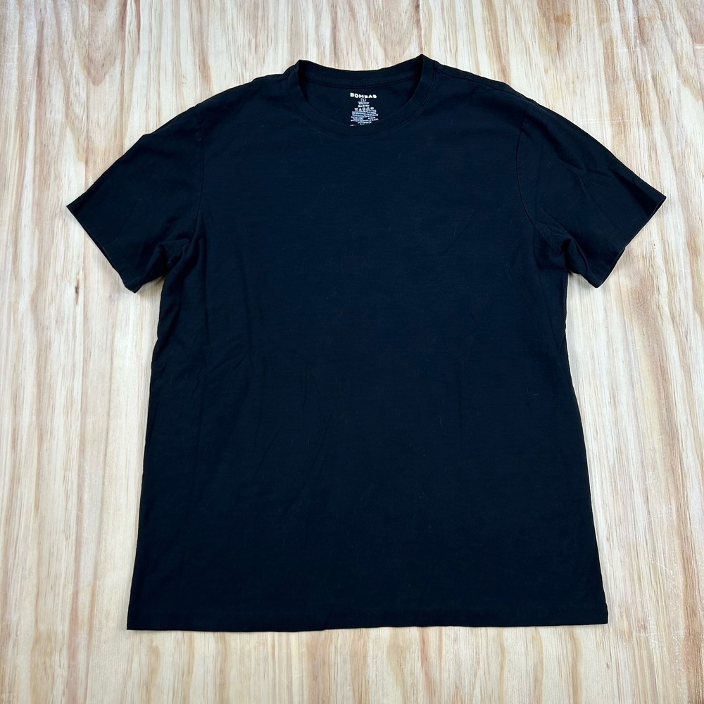 Bombas Crew Neck T-Shirt Men's Large Black Short Sleeve Cotton Athletic